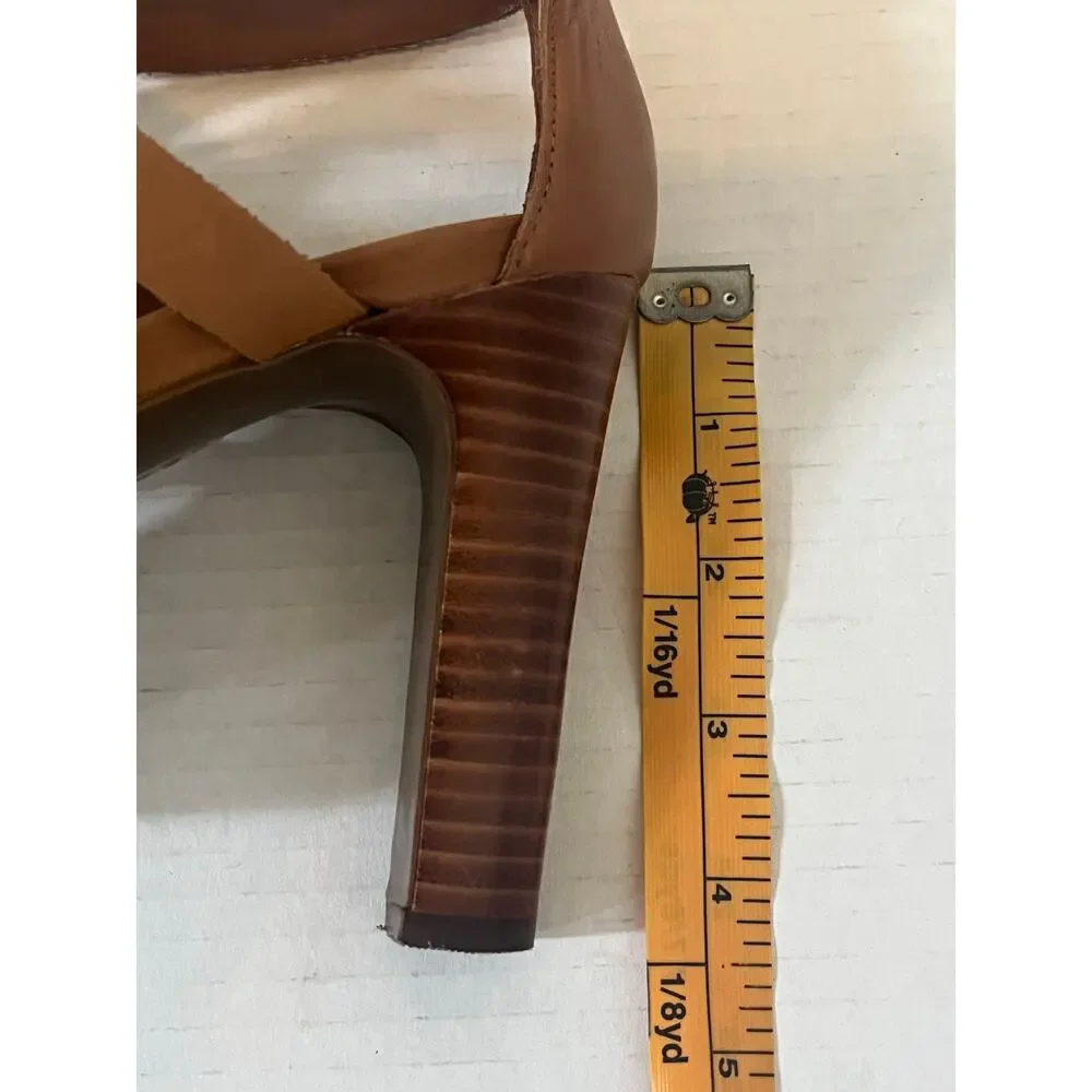 Women's Lauren Ralph Lauren Stasia Brown Leather Strappy Sandals Heels Sz 7.5